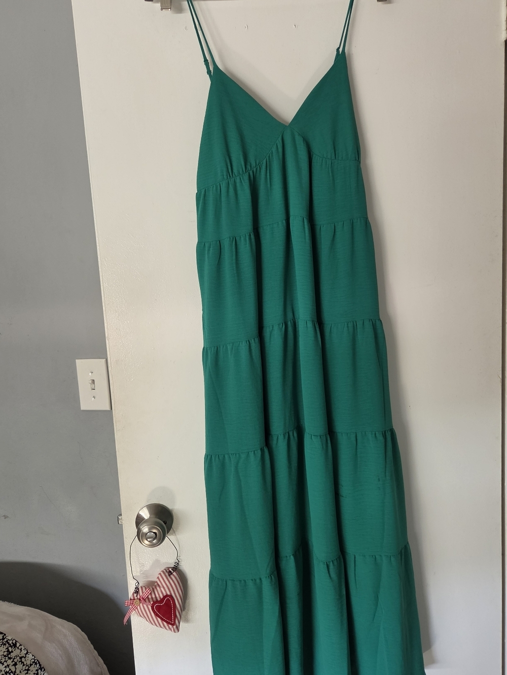 Emerald Green Tiered Maxi Dress with Spaghetti Straps